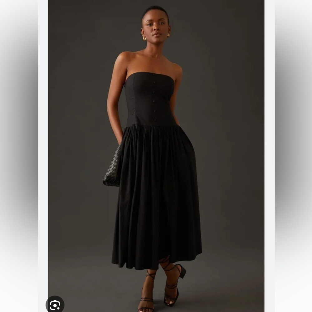 Anthropologie Black Midi Dress
